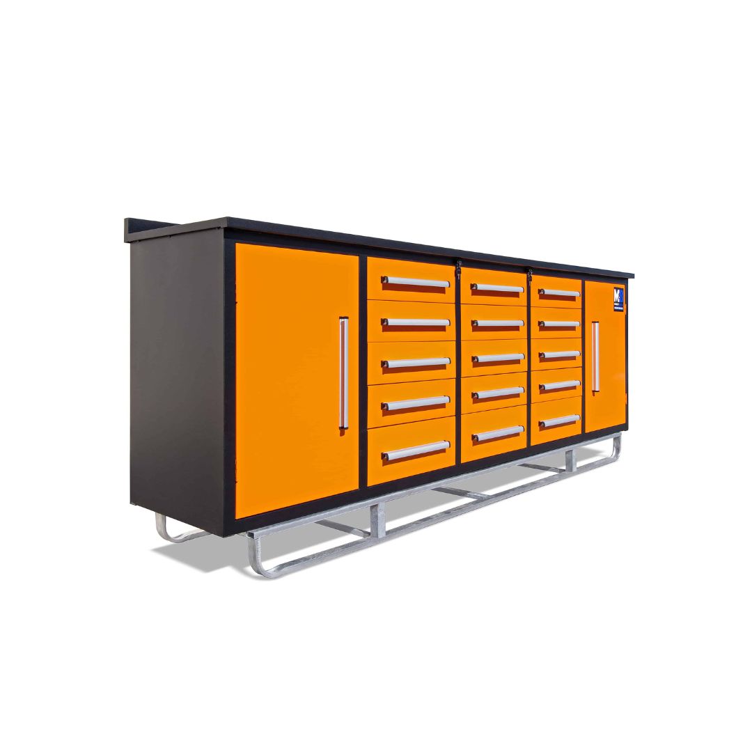 M&B | 10&rsquo; Workbench Cabinet with 15 Drawers - Container Holdings Pty Ltd