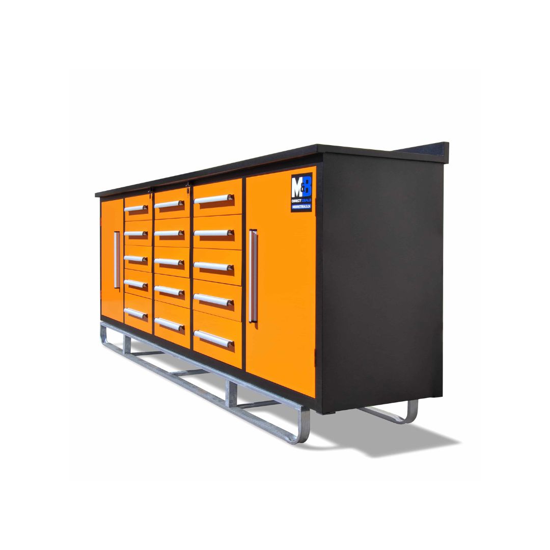 M&B | 10&rsquo; Workbench Cabinet with 15 Drawers - Container Holdings Pty Ltd