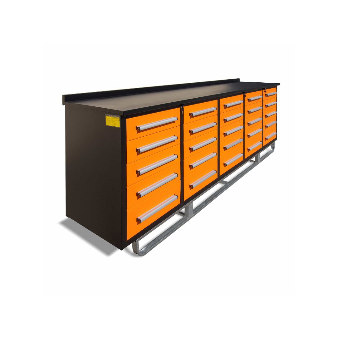 M&B | 10&rsquo; Workbench Cabinet with 25 Drawers - Container Holdings Pty Ltd