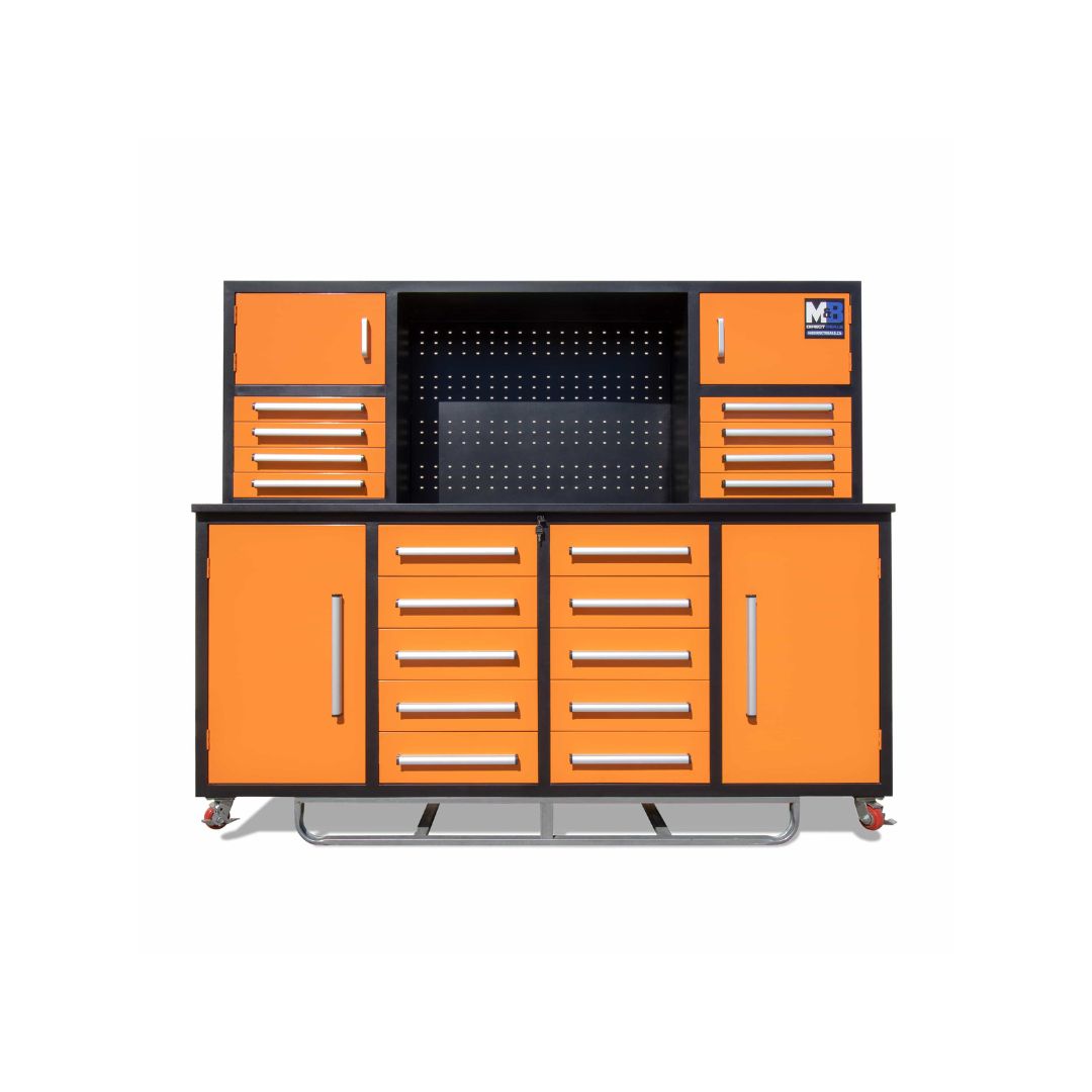 M&B | 7&rsquo; Workbench Cabinet with 18 Drawers - Container Holdings Pty Ltd